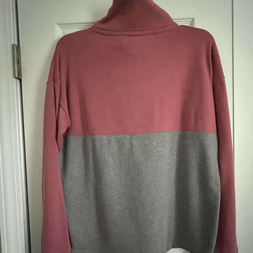 VS PINK Small Quarter Zip Mock Neck Pullover Mauve/Grey - Picture 5 of 6